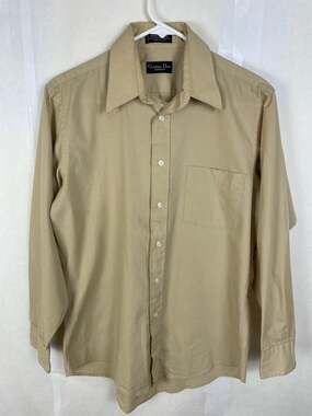 Christian Dior Monsieur tan Button Up Long Sleeved Dress Shirt